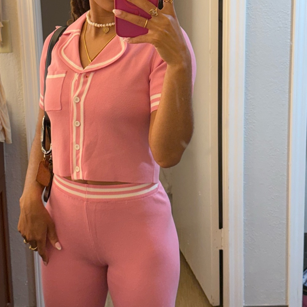 Fashion Nova Pink Wide Leg Two Piece Hilary Banks Set